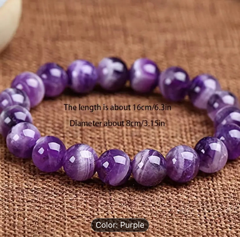 Purple Amethyst stone bead bracelet.