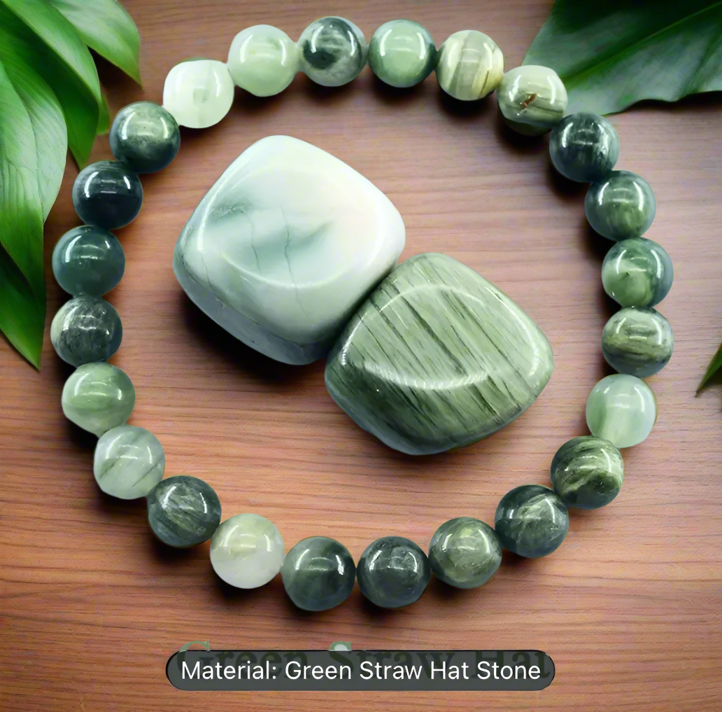 Green stone bead bracelet.