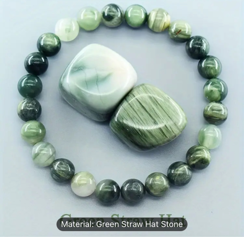 Green stone bead bracelet.