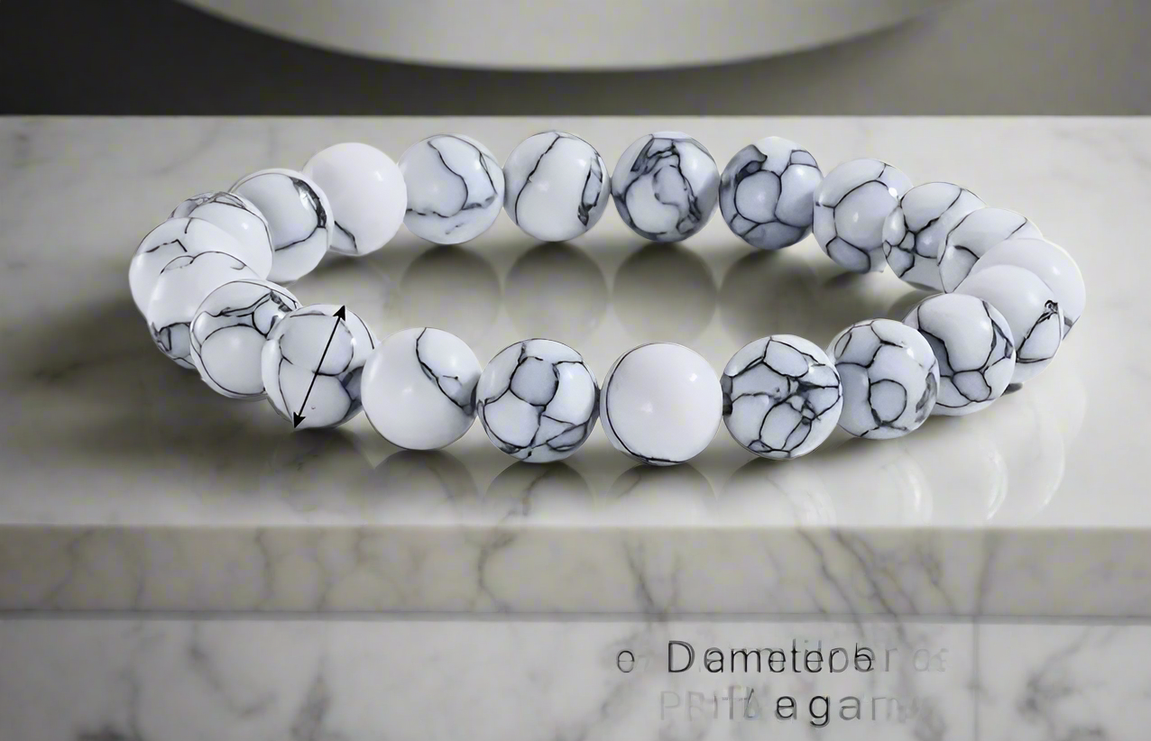 White Howlite stone beads bracelet.