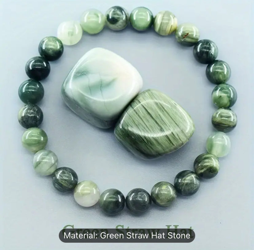 Green stone bead bracelet.